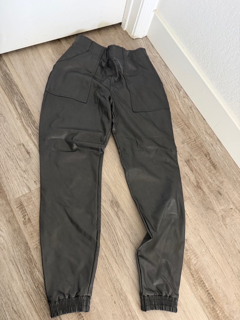 Women’s spans Black Faux Leather Jogger Pants - worn once size medium
